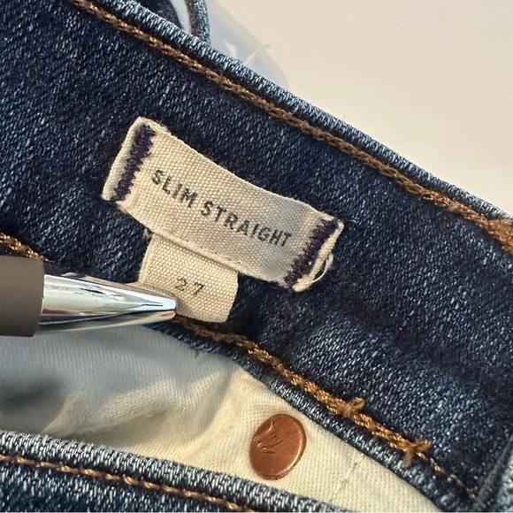 Madewell Slim Straight Mid Rise Blue Jeans - Size 27 - Picture 4 of 16